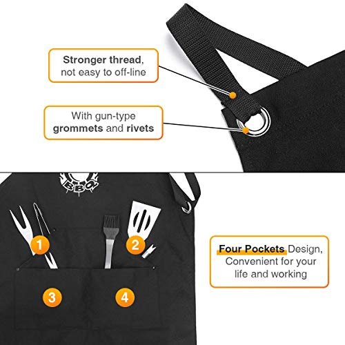 Delantales de cocina / Delantal de barbacoa, Delantal de cocina profesional Tvird con bolsillos para herramientas de barbacoa Delantal de barbacoa impermeable y resistente al aceite para hombres 62 X