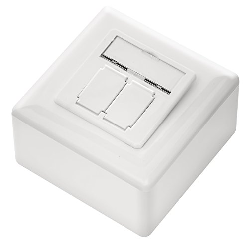 deleyCON 2X Cat 6 Universal Socket de Red - 2X Puerto RJ45 - Blindado - Superficie o Rasante - 1 Gigabit Ethernet Red - EIA/Tia 568A&B - Blanco