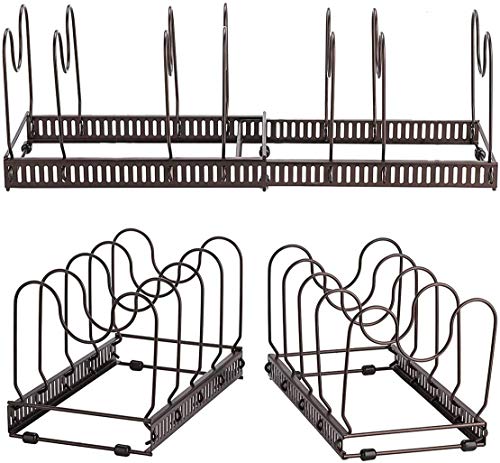 Delgeo Ollas, Platos y Agarraderas Retráctiles, Soportes de Cocina Compactos para Tapas de Ollas, Estantes para Cubiertos de Metal, Ahorro de Espacio, Organizador para Ollas, Platos y Tapas