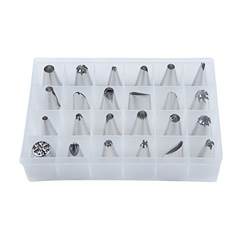 DeliaWinterfel Kit de 24 Piezas boquillas para glaseado Tartas pastelería Moldeado de azucar Caja Herramientas de decoración de Tartas by