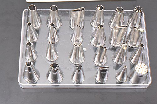 DeliaWinterfel Kit de 24 Piezas boquillas para glaseado Tartas pastelería Moldeado de azucar Caja Herramientas de decoración de Tartas by