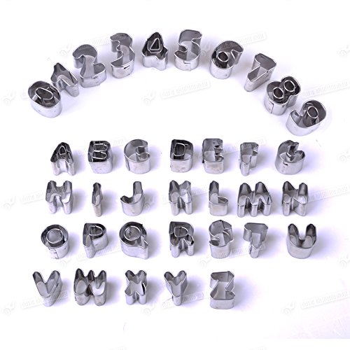 DeliaWinterfel Kit de 37 Piezas moldes del Alfabeto y los números para decoración de Tartas, artesanía de Tartas, Moldeado de azúcar, glaseado, mazapán by