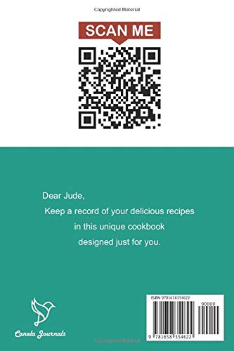 Delicious Recipes and Treats A Custom Recipe Cookbook for Jude: Personalized Cooking Notebook.  6 x 9 in - 150 Pages Recipe Journal (Customized Cookbook Journal for him)