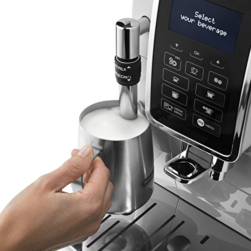 De'longhi Dinamica Ecam350.35.WH - Cafetera superautomática, 1450w, 15 bares presión, panel control intuitivo táctil lcd, personalización bebida, dispositivo cappuccino, blanco