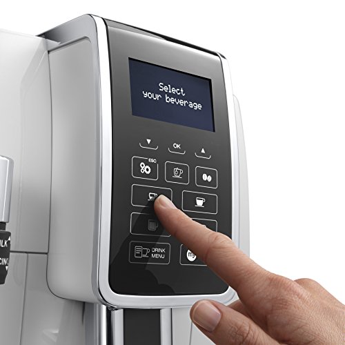 De'longhi Dinamica Ecam350.35.WH - Cafetera superautomática, 1450w, 15 bares presión, panel control intuitivo táctil lcd, personalización bebida, dispositivo cappuccino, blanco