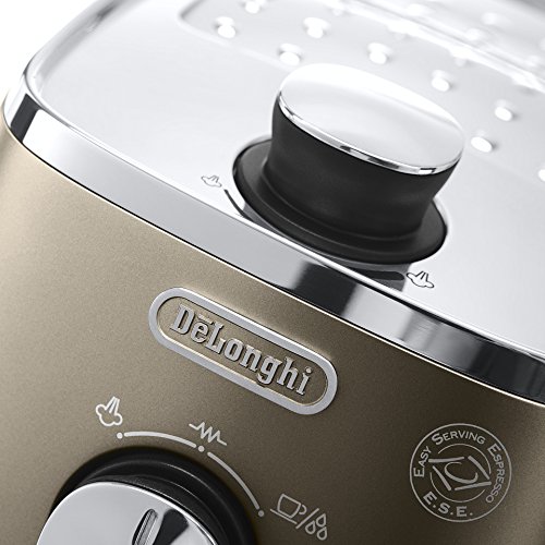 De'Longhi Distinta Cafetera Espresso manual para café molido y monodosis ESE, 1050 W, 2 cups, acero inoxidable, Bronce