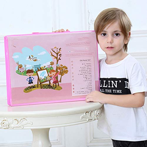 Deluxe Art Stationery Set, juego de herramientas con cepillo, caballete, herramientas de pintura, regalo para niños, azul, juego de regalo para niños, niños