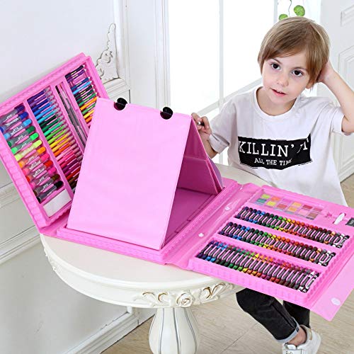 Deluxe Art Stationery Set, juego de herramientas con cepillo, caballete, herramientas de pintura, regalo para niños, azul, juego de regalo para niños, niños