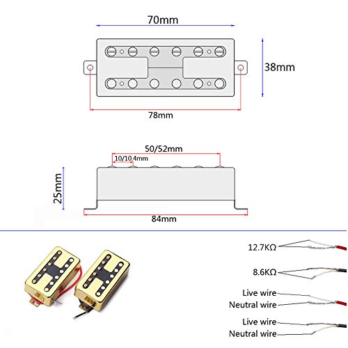 DERKOLY Humbucker Pickup-2 piezas puente cuello Humbucker doble bobina Pickup Set guitarra eléctrica Accesorios oro