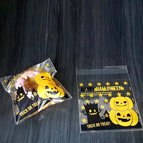 Desconocido 100 Piezas Bolsas de Galletas Caramelo Halloween Partido Calabaza Bricolaje Cumpleaños Artesanía - Amarillo