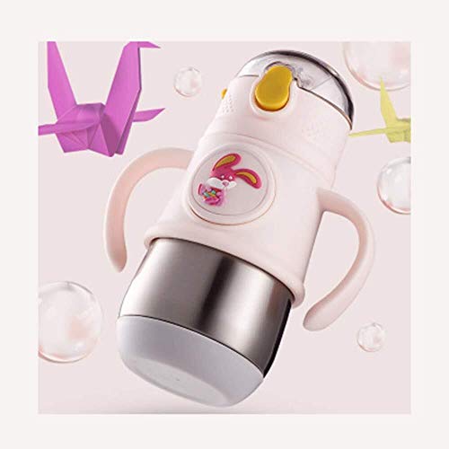 Desconocido Botella térmica para niños, Pajita para bebé, antidesbordamiento, para la Escuela, con asa, portátil, Aislante, Taza térmica para el Coche, Color Rosa, tamaño -