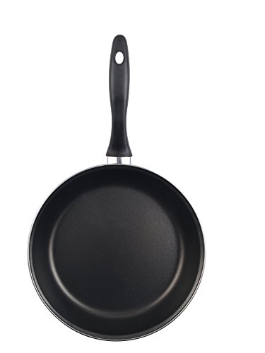 Desconocido Magefesa Glass Sartén 22 cm de Acero esmaltado, Antiadherente bicapa Reforzado, Color Efecto Espejo Exterior. Apto para Todo Tipo de cocinas, incluida inducción, Negro Cristal