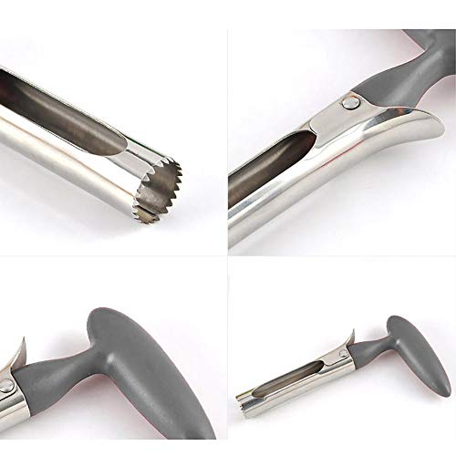 Descorazonador Manzanas, Acero Inoxidable, Cortador Semillas De Manzana, Con Hoja Dentada Afilada Y Mango ángulo Ergonómico, Herramienta Para Deshuesar Peras La Cocina Del Hogar, 1x Gris, 17,5 cm