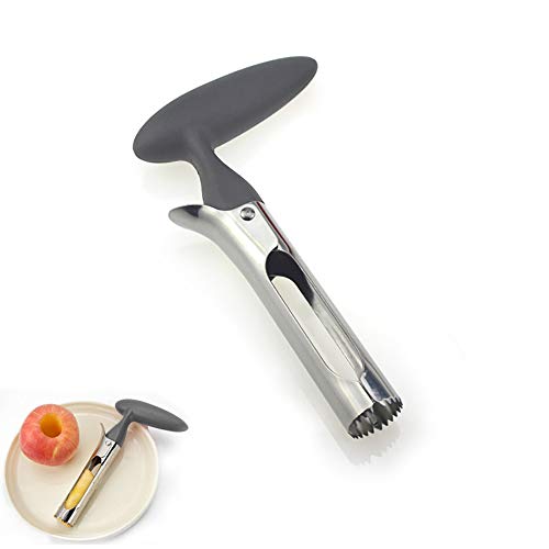 Descorazonador Manzanas, Acero Inoxidable, Cortador Semillas De Manzana, Con Hoja Dentada Afilada Y Mango ángulo Ergonómico, Herramienta Para Deshuesar Peras La Cocina Del Hogar, 1x Gris, 17,5 cm