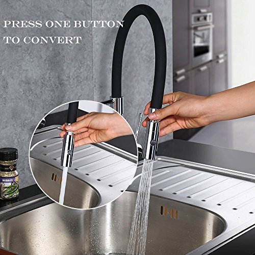 DESFAU 2 funciones Grifo de cocina extraíble 360° Giratorio Grifo de Fregadero Monomando de Fregadero Grifería cocina Agua Fría y Caliente Cromado