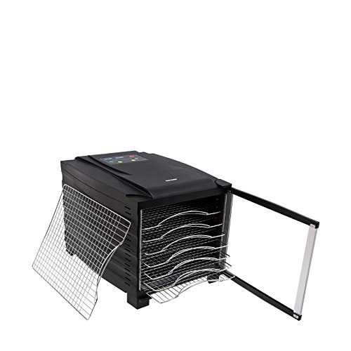 Deshidratador de alimentos BioChef Arizona 8 bandejas de acero inoxidable – Temporizador, puerta transparente, bandejas móviles, BPA Free y Tritan (Negro)