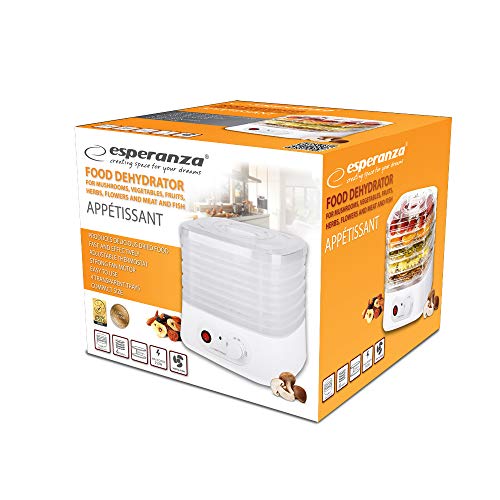 Deshidratador de frutas, verduras y hierbas | Secador de alimentos Dryer 250 W | 8 programas de secado | 4 jarras transparentes | Ventilador de potencia
