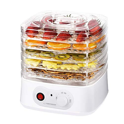 Deshidratador de frutas, verduras y hierbas | Secador de alimentos Dryer 250 W | 8 programas de secado | 4 jarras transparentes | Ventilador de potencia