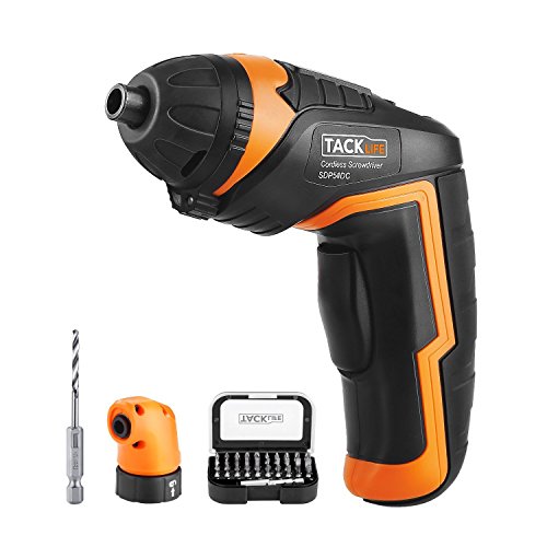 Destornillador Eléctrico Inalámbrico, Tacklife SDP51DC Atornillador Pequeño Recargable, 33 Accesorios (Incluye Adaptador de Ángulo y Broca)Máximo Torque: 4 N.m