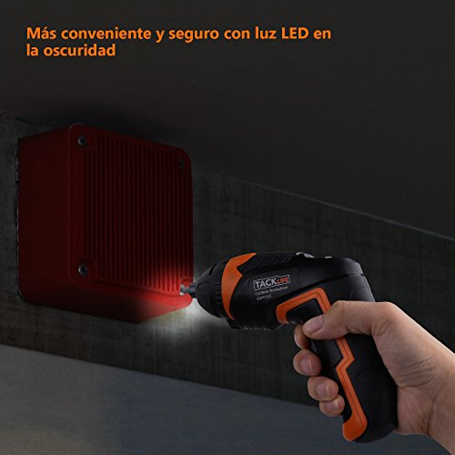 Destornillador Eléctrico Inalámbrico, Tacklife SDP51DC Atornillador Pequeño Recargable, 33 Accesorios (Incluye Adaptador de Ángulo y Broca)Máximo Torque: 4 N.m
