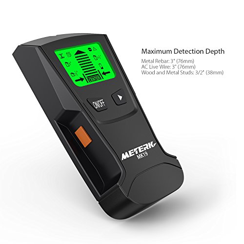 Detector de Pared , Meterk LCD multifuncional localizador digital Madera studs centro buscador de Metal y AC Cable Live Wire escáner recargable incluye detección de alerta