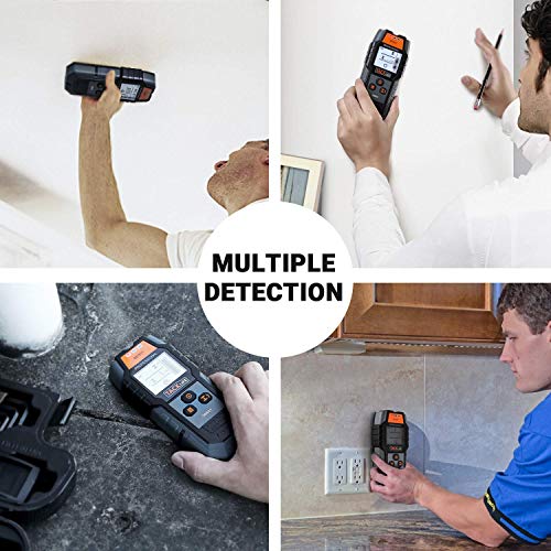 Detector de Pared, TACKLIFE DMS03 4 en 1, Detector de Cable y Tuberia, Metal, Madera, Pantalla LCD Retroiluminada, Bolsa protectora, Adecuado para Ingenieros, Diseñadores y Trabajadores de Renovación