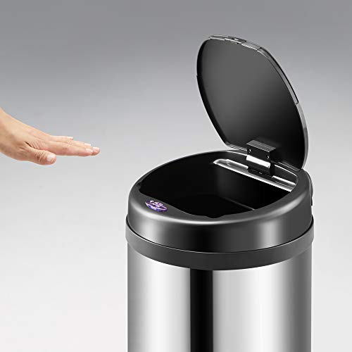 Deuba Cubo de Basura automático con Sensor Capacidad de 30L de Acero Inoxidable Color Plata Pantalla LED Reciclaje Cocina