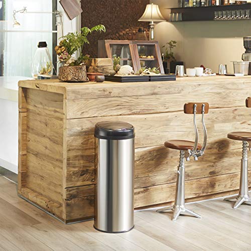 Deuba Cubo de Basura automático con Sensor Capacidad de 30L de Acero Inoxidable Color Plata Pantalla LED Reciclaje Cocina