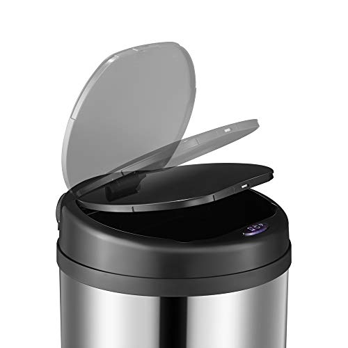 Deuba Cubo de Basura automático con Sensor Capacidad de 30L de Acero Inoxidable Color Plata Pantalla LED Reciclaje Cocina