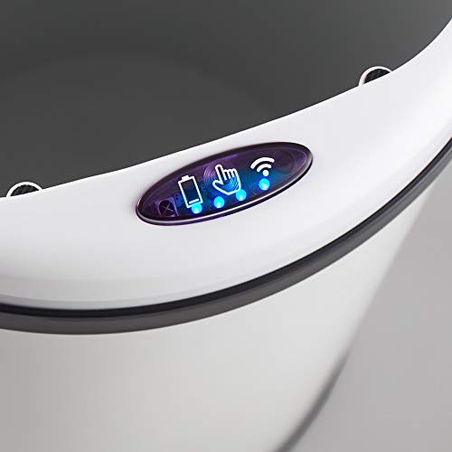 Deuba Cubo de Basura automático con Sensor Capacidad de 56L de Acero Inoxidable Color Blanco Pantalla LED Reciclaje Cocina