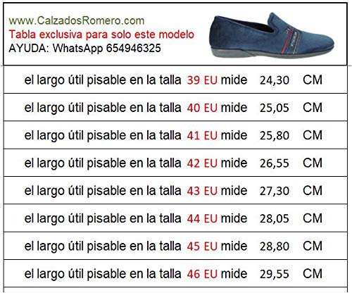 DEVALVERDE 3095 Zapatilla Cerrada Cangrejo Invierno Camping Terpel Terciopelo Bordada Style For Men Inyectada para Hombre Marino Talla 43