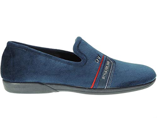 DEVALVERDE 3095 Zapatilla Cerrada Cangrejo Invierno Camping Terpel Terciopelo Bordada Style For Men Inyectada para Hombre Marino Talla 43