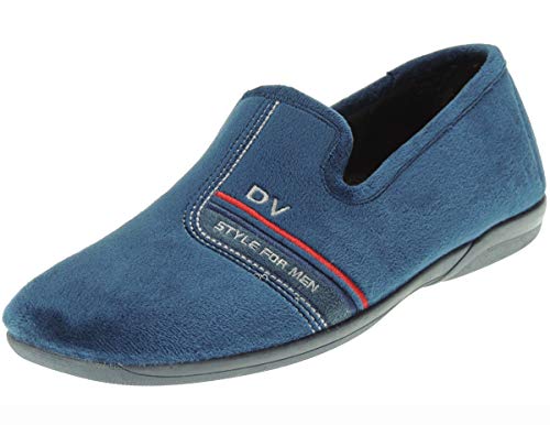 DEVALVERDE 3095 Zapatilla Cerrada Cangrejo Invierno Camping Terpel Terciopelo Bordada Style For Men Inyectada para Hombre Marino Talla 43