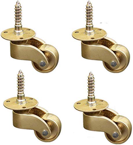 DGHJK Ruedas Ruedas para Piano Ruedas Retro de latón con Freno Cobre 1.5 Pulgadas 300Kg Sofá Giratorio Universal Ruedas para Muebles Seguras para Pisos de Madera Dura Alfombra Azulejo 4 Paquetes