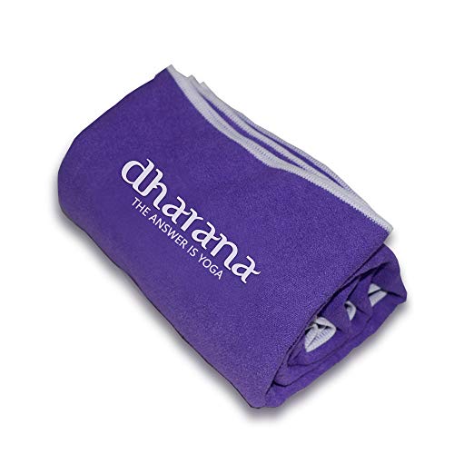 Dharana Toalla para Esterilla de Yoga Antideslizante de Secado rápido - Toalla de Microfibra para Deporte - Hot Yoga - Bikram absorvente del Sudor (Purpura)