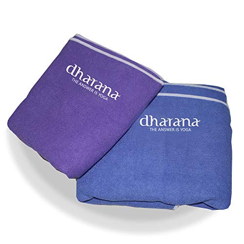 Dharana Toalla para Esterilla de Yoga Antideslizante de Secado rápido - Toalla de Microfibra para Deporte - Hot Yoga - Bikram absorvente del Sudor (Purpura)
