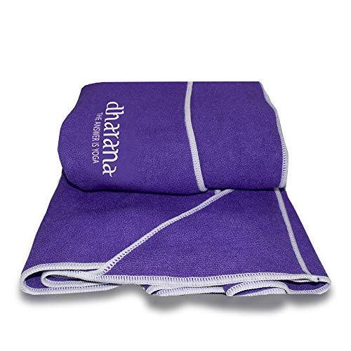 Dharana Toalla para Esterilla de Yoga Antideslizante de Secado rápido - Toalla de Microfibra para Deporte - Hot Yoga - Bikram absorvente del Sudor (Purpura)