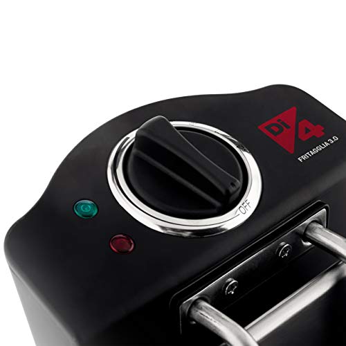 Di4 Fritagglia 3.0 - Freidora, 2000W, 3L, Resistencia sumergida, Tapa con filtro de Inox, Regulador de temperatura, Cuerpo, tapa y cubeta en Acero Inoxidable, Posición de escurrido del aceite