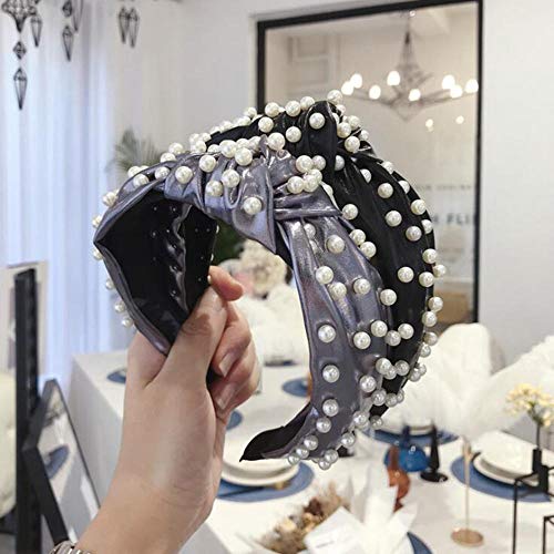 Diadema de mujer Perlas Diadema Brillante Pu Cuero Sombreros Turbante Banda para el cabello suave Accesorios para el cabello para niñas Venta al por mayor-diadema de plata
