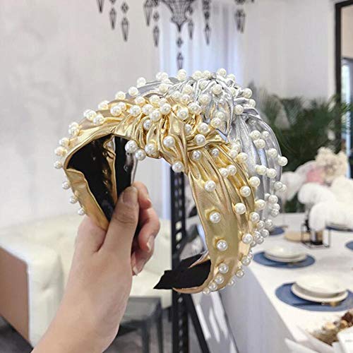 Diadema de mujer Perlas Diadema Brillante Pu Cuero Sombreros Turbante Banda para el cabello suave Accesorios para el cabello para niñas Venta al por mayor-diadema de plata