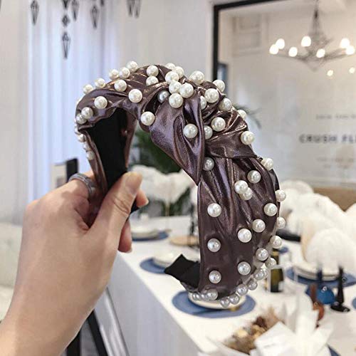 Diadema de mujer Perlas Diadema Brillante Pu Cuero Sombreros Turbante Banda para el cabello suave Accesorios para el cabello para niñas Venta al por mayor-diadema de plata