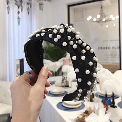 Diadema de mujer Perlas Diadema Brillante Pu Cuero Sombreros Turbante Banda para el cabello suave Accesorios para el cabello para niñas Venta al por mayor-diadema de plata