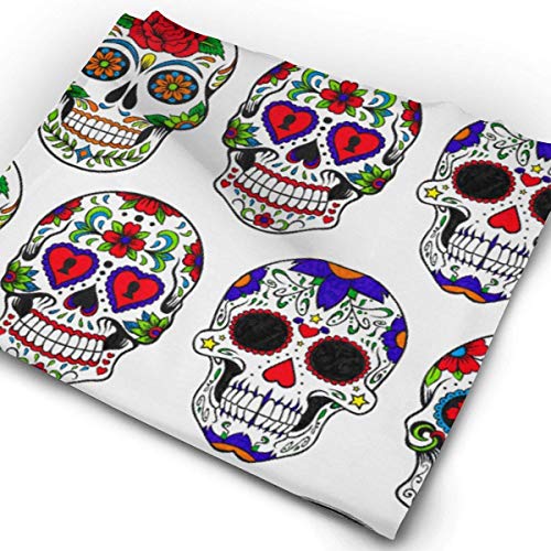 Diadema deportiva transpirable – para pesca, senderismo, correr, ciclismo – Multifuncional banda para el sudor, máscara para el día de los muertos, calavera de azúcar y flor, bufanda de arte