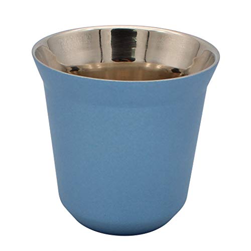 Dianoo Taza De Café Tazas De Espresso De Acero Inoxidable pared Doble Con Aislamiento Térmico Cápsula Azul