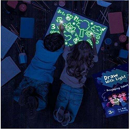 Dibuje con luz Divertido y juguete en desarrollo Tablero de dibujo Magic Draw Tablero de escritura luminosa fluorescente educativa para niños Doodle Art Write (A3 33 * 1.5 * 45 cm)