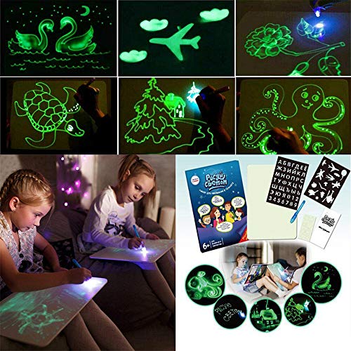 Dibuje con luz Divertido y juguete en desarrollo Tablero de dibujo Magic Draw Tablero de escritura luminosa fluorescente educativa para niños Doodle Art Write (A3 33 * 1.5 * 45 cm)