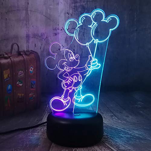 Dibujos animados manga anime mickey mouse lindo globo de sujeción luz de noche LED lámpara de mesa 3D habitación en casa juguete para niños cumpleaños luz de Navidad
