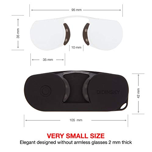 DIDINSKY Gafas de Lectura sin Patillas Graduadas para Hombre y Mujer transparentes. Gafas de presbicia para hombre y mujer retro o vintage para vista cansada. Graphite +3.0 – MIM