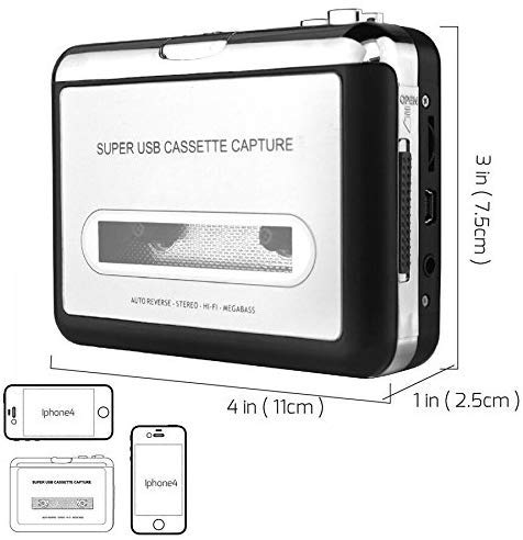 DIGITNOW! USB Convertidor y Reproductor de Cinta casetes,Convertir Audio Cassette a MP3 Digital,para Grabar Cassette a mp3 en Windows o Mac