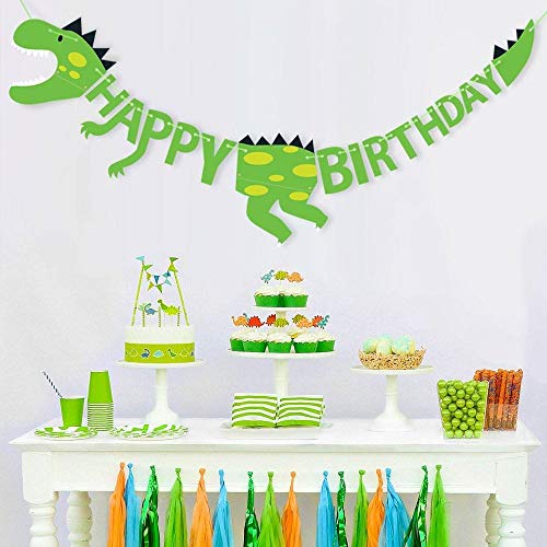Dinosaur Cupcake Wrappers,24 Piezas Cupcake Dinosaurio Cupcake Topper de Tarta para Niños Baby Showers Party Decor Favors